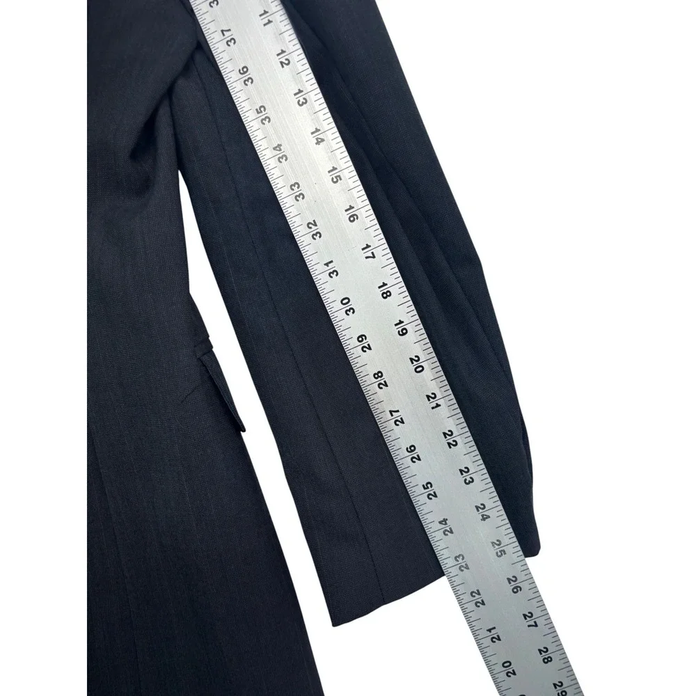 vtg 90s Haggar 46R 38x29 Charcoal Stripe 2pc Pant Suit Wool Blend USA Flat Front
